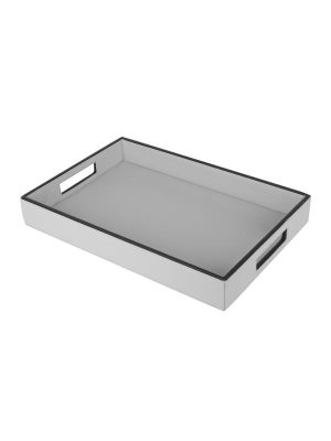 Cream and Brown Leather Rectangle Tray