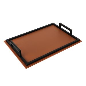 Tan & Black Rectangular Tray