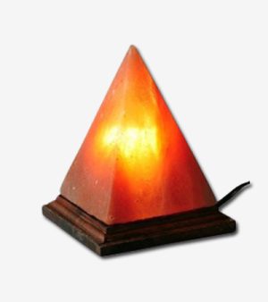 Himalayan Salt Lamp Pyramid With Wood Base For Healing, Harmony, And Purification