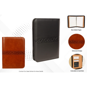 Zipped Leatherette Organizer With Calculator