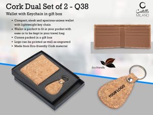 Cork Dual Set: Wallet With Keychain In Gift Box
