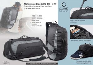 Multipurpose Sling Duffle Bag | Convertible To Backpack | Dual Tone Finish | Separate Laptop Space