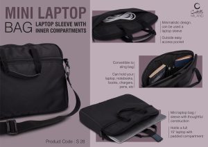 Mini Laptop Bag / Laptop Sleeve With Inner Compartments | Convertible To Sling Bag
