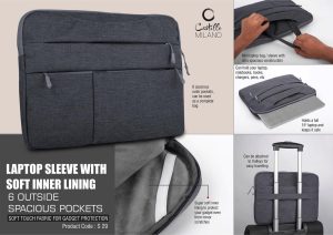 Laptop Sleeve With Soft Inner Lining | 6 Outside Spacious Pockets | Soft Touch Fabric For Gadget Protection