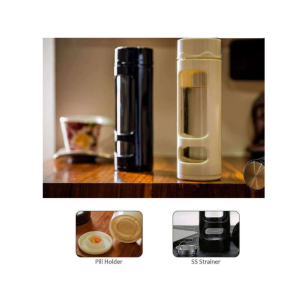 Glass Bottle with Pill Holder