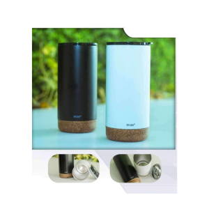 DOUBLE WALL STAINLESS STEEL MUG WITH CORK COASTER
