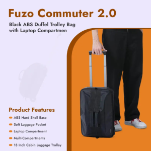 Black ABS Duffel Trolley Bag with Laptop Compartment