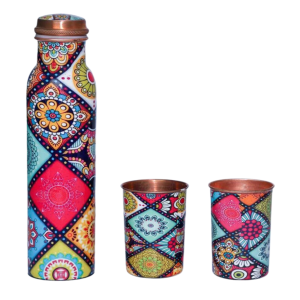 Golden Valley Copper Designer Water Bottle with mug