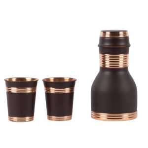 Handmade Copper Glass Matt Finish Bottle Jar with Seperate Glasses in Gift Pack