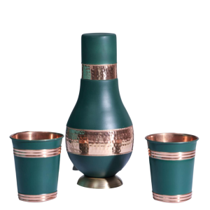 Coated Pure Copper Hammered & Matt Finish Venus Shape Bedside Jar/Matka Pot Elegant and Stylish Jar