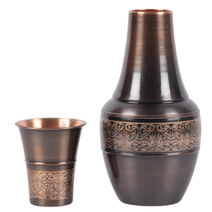 Copper Water Matka Bottle Hammered Bottle Dispenser Container Pure New