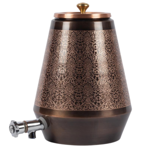 Pure Copper Water Matka Tank for Drinking, 100% Pure BPA Free Non Toxic Anti Oxidant Copper Water Matka, Kitchen Accessory, Leak Proof Rust Free Antique