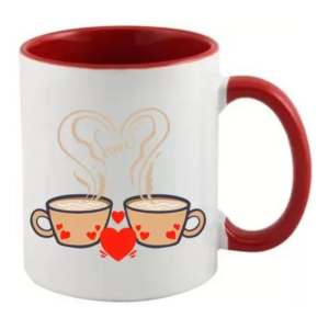 Customized Ceramic Coffee Mug in White and Red Colour