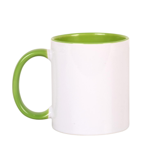 White Ceramic Mug With Inner Green With Handle For Milk/ Coffee/ Tea/ Buttermilk and Bevarages