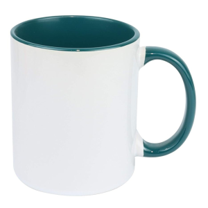 White Ceramic Sublimation Coffee Mug With Solid Colors Inside and Handle