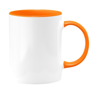 Sublimation Blank Coffee Mugs, Cup Blank White Mug Cup with Orange Color Mug Inner and Handle