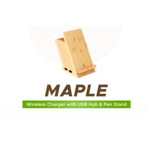 Wangari| Maple (15W Wireless charger & USB Hub with Pen Stand)