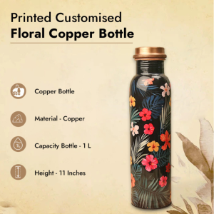 Printed Customised Floral Copper Bottle
