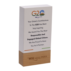 Wooden Corporate White Block Tall Trophy