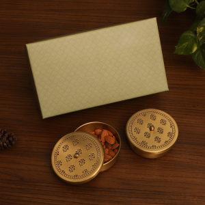 Antique Gold Brass Hand Etched Nut Bowl Gift Set
