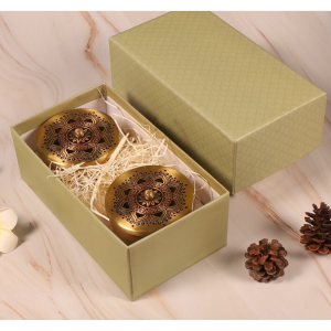 Maroon Brass Hand Etched Nut Bowl Gift Set