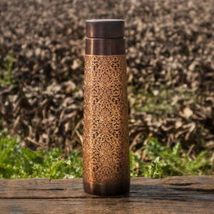 Light House Copper Water Bottle Etching Pattern 900 ml Capacity
