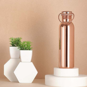 Pure Copper Matte Finish Bottle with Handle, UNLINED, UNCOATED and LACQURED-FREE