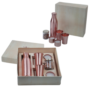 Planto Living Pure Copper Water Bottle with In-Built Glass & Leak-Proof Design