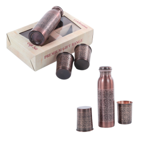 Antique Engraved Pure Copper Bottle | Jointless, Advanced Leakproof