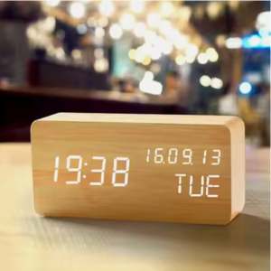 Wood Digital Alarm Clock Desk Time