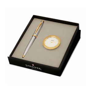 SHEAFFER GIFT SET GOLD TABEL CLOCK WITH BP Pen Gift Set