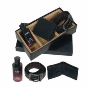3 IN 1 BLACK LEATHERETTE PERFUME SET